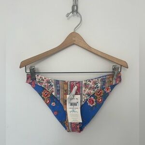NWT O'Neill Bikini Rio Floral Blue Lagoon Revo Bottom Reversible Size S